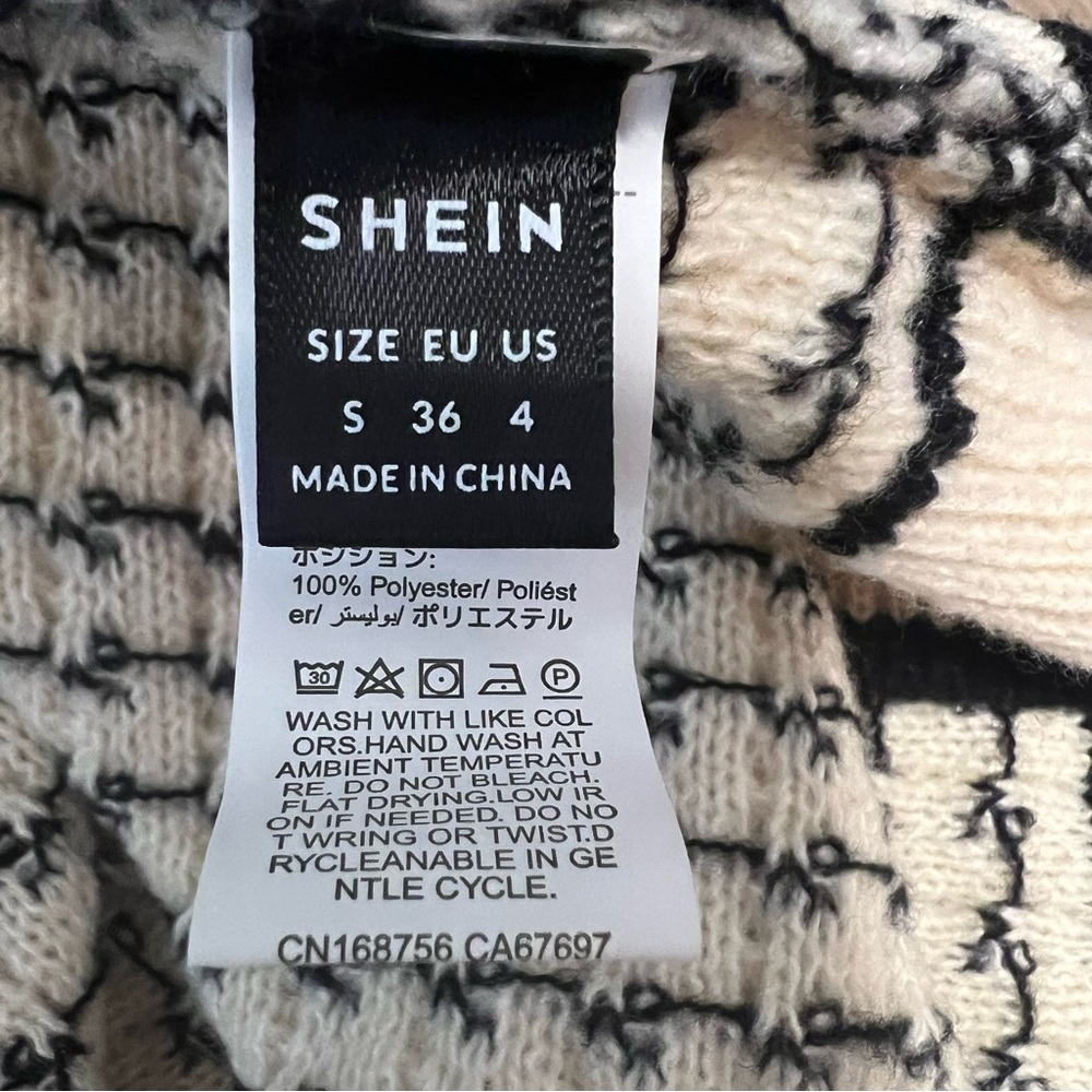 SHEIN Black and Cream Patterned Knit sweater - Picture 12 of 12